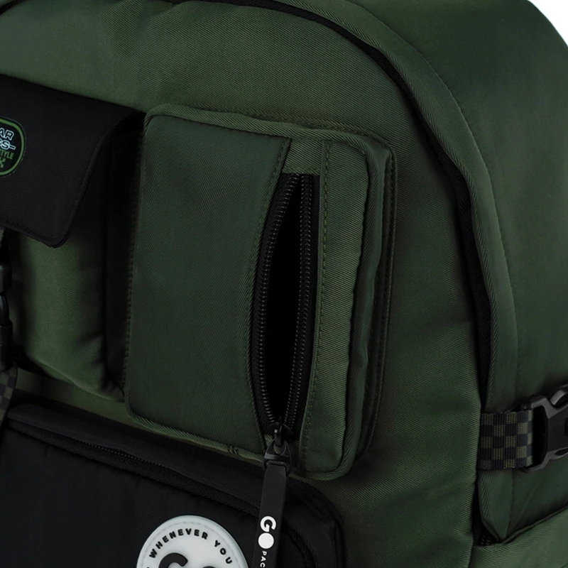 Jaunimo mokyklinė kuprinė berniukui, chaki spalvos vieno skyriaus GoPack nešiojamas kompiuteris