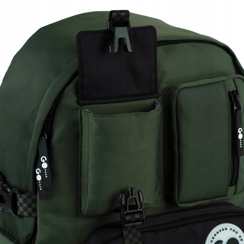 Jaunimo mokyklinė kuprinė berniukui, chaki spalvos vieno skyriaus GoPack nešiojamas kompiuteris