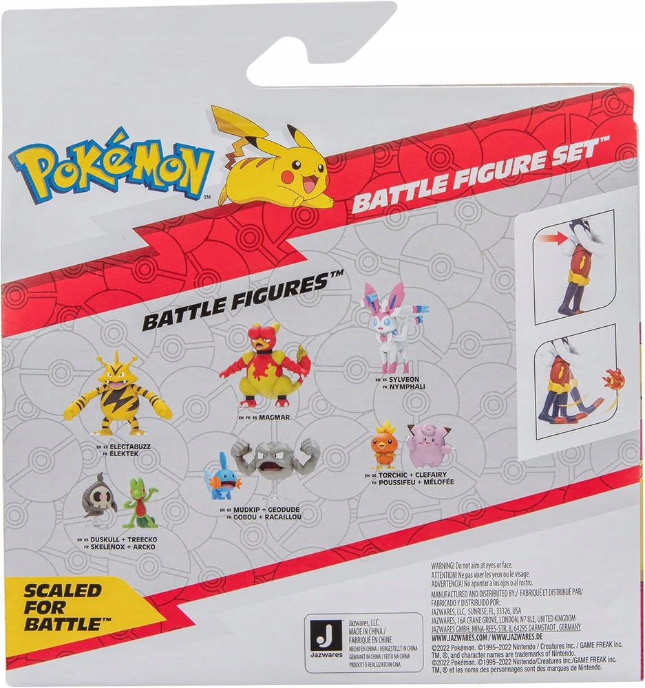 Jazwares Pokemon rinkinys 2 figūrėlės: Cinderace + Pikachu ir ugnies kamuolys PKW2904