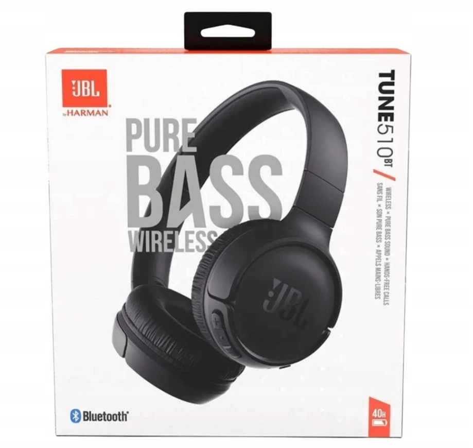 JBL TUNE 510BT BELAIDĖS AUSINĖS BLUETOOTH PURE BAS ANT EAR Juodas