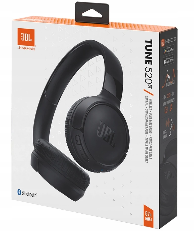 JBL Tune 520BT Juodas On Ear BLUETOOTH PURE BASS belaidės ausinės