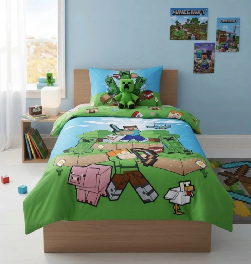 Patalynės komplektas Jerry Fabrics JAUNIMO PATALYS 140X200 MINECRAFT VAIKŲ MEDVILNĖ 70X90 STEVE ALEX