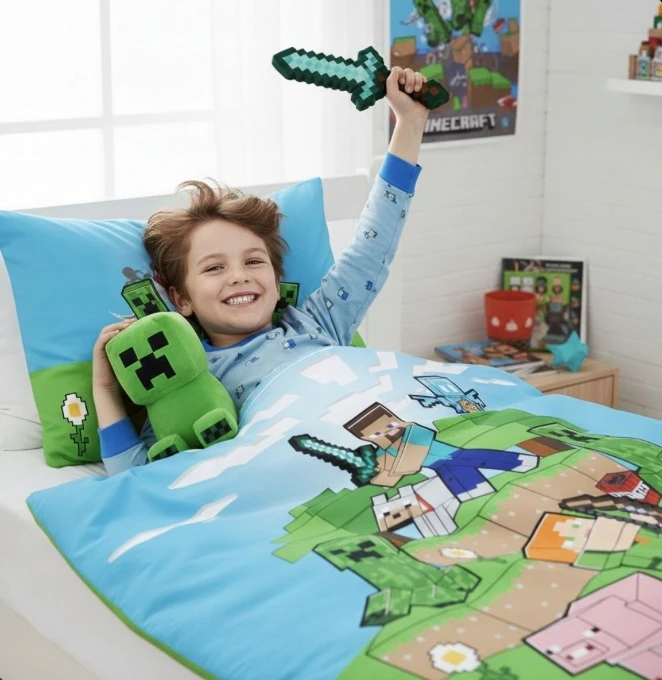 Patalynės komplektas Jerry Fabrics JAUNIMO PATALYS 140X200 MINECRAFT VAIKŲ MEDVILNĖ 70X90 STEVE ALEX
