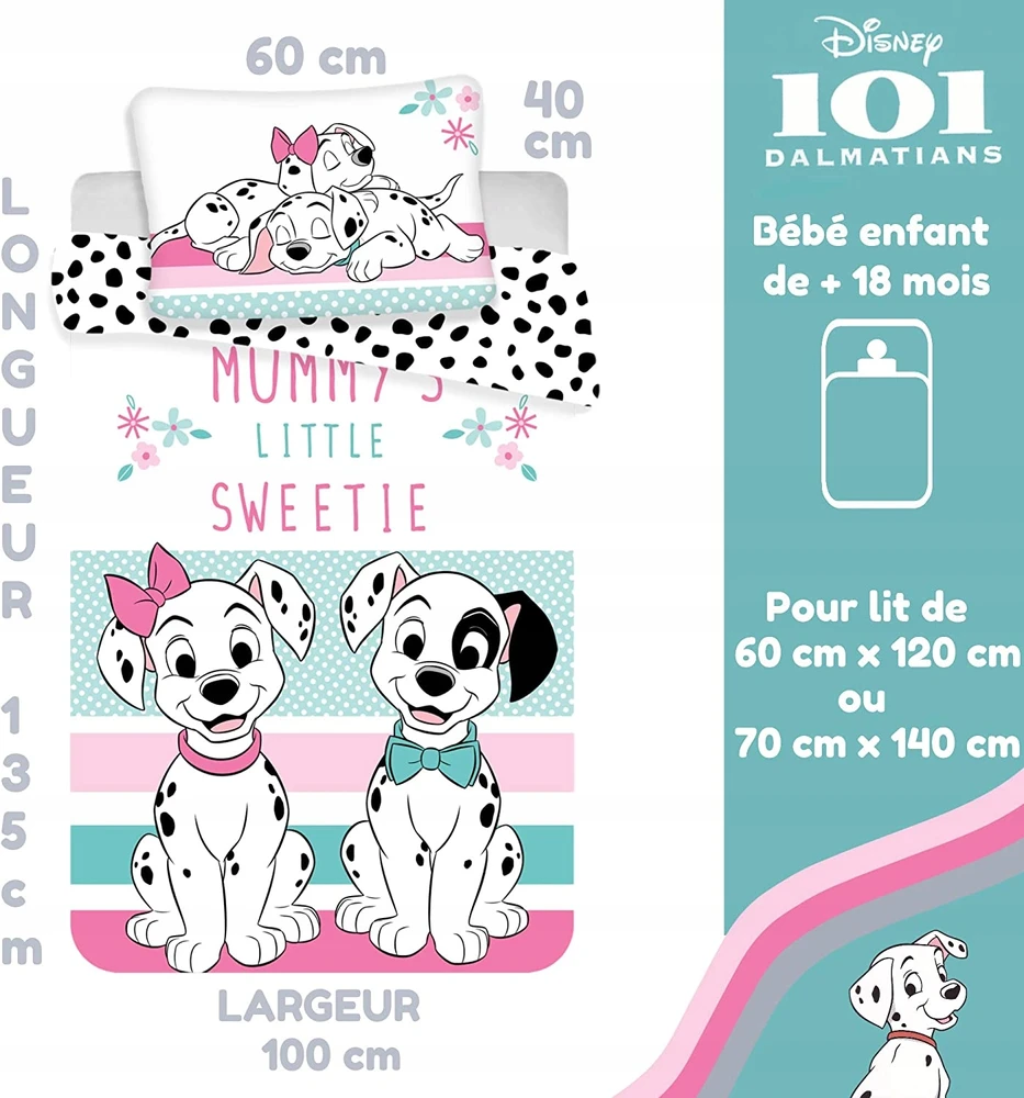 Jerry Fabrics Baby 101 Dalmatians Vaikiškas patalynės komplektas, 100x135 cm + 40x60 cm