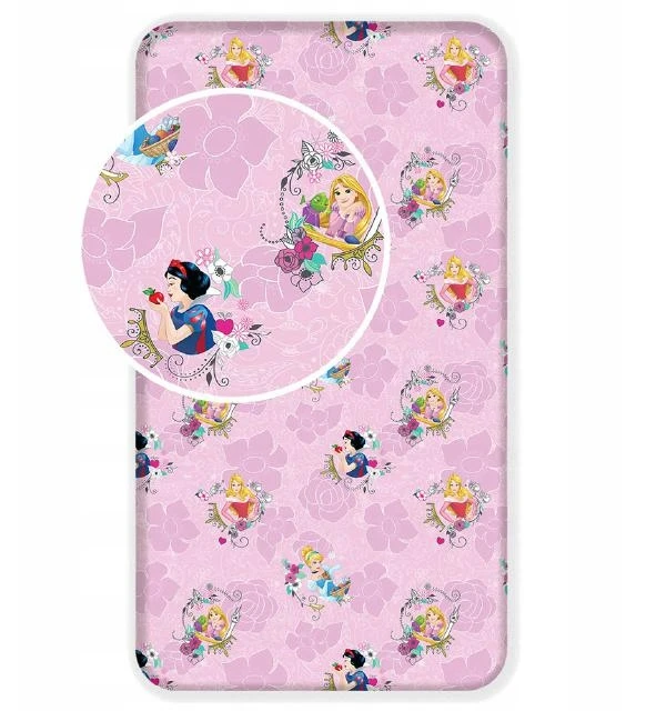 Jerry Fabrics Princesses "Rožinė 02" Vaikiška paklodė su guma, 90x200+25 cm