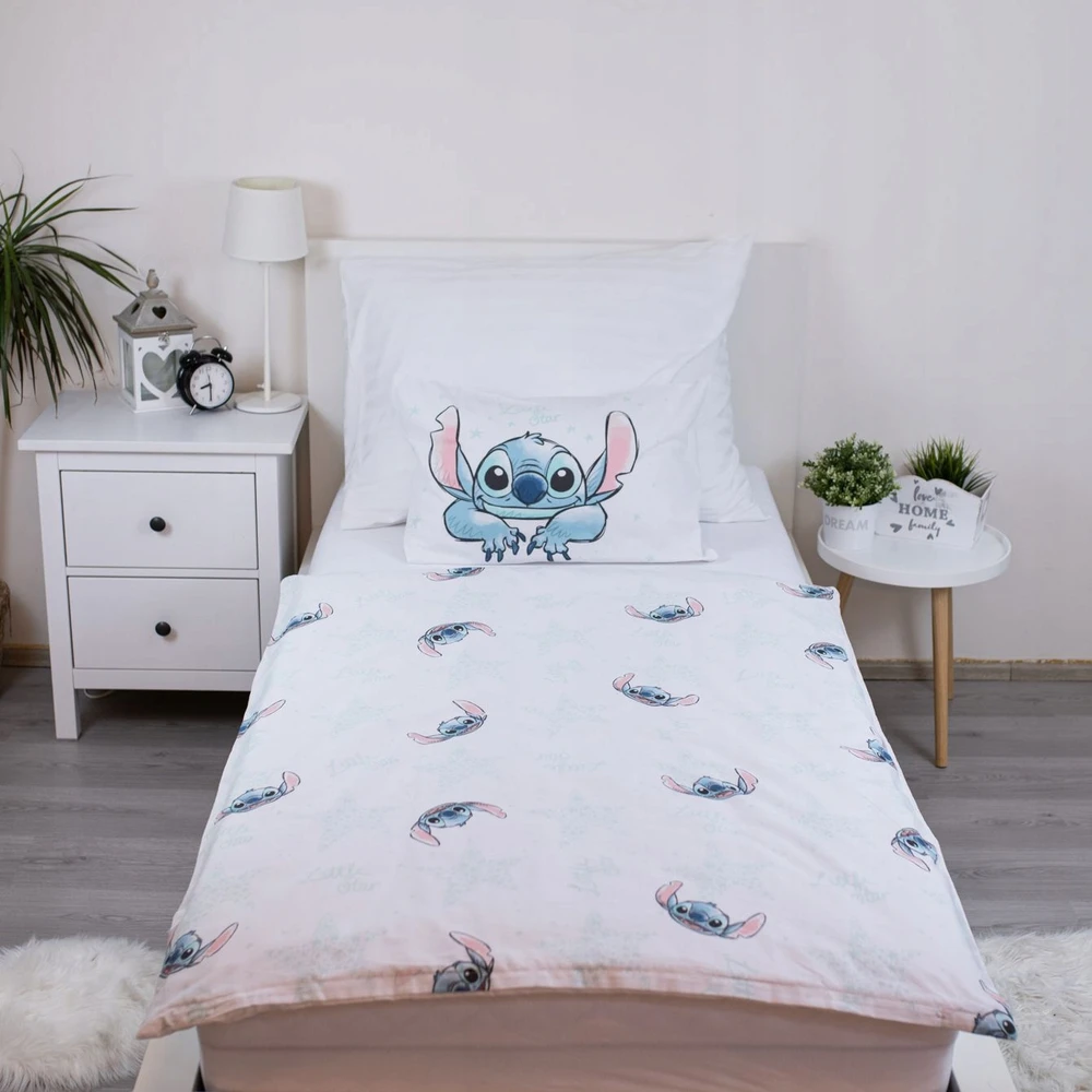 Jerry Fabrics Medvilninė patalynė 100x135 Lilo and Stitch Stitch Baltas STAR vaikams