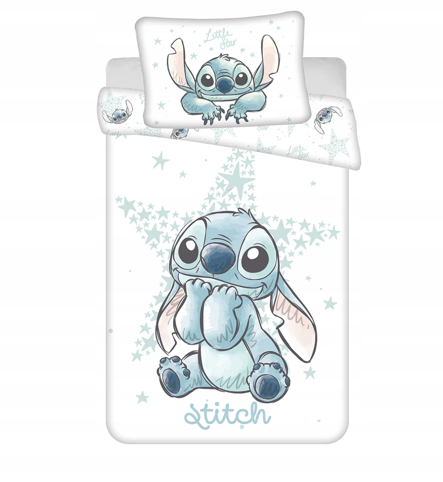 Jerry Fabrics Medvilninė patalynė 100x135 Lilo and Stitch Stitch Baltas STAR vaikams