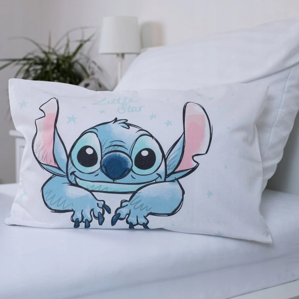 Jerry Fabrics Medvilninė patalynė 100x135 Lilo and Stitch Stitch Baltas STAR vaikams