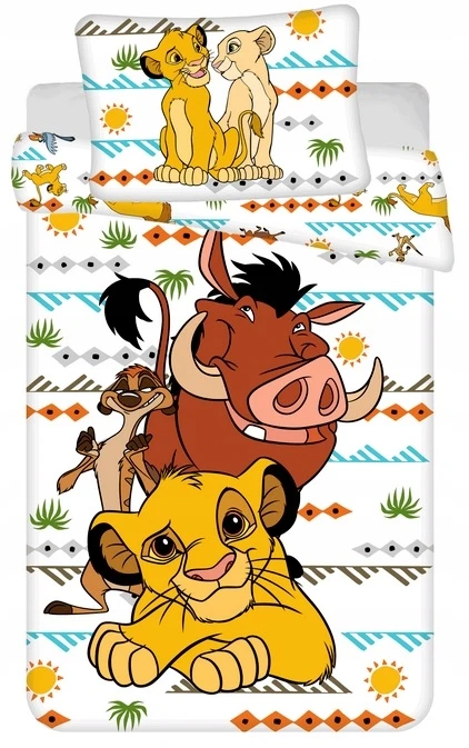 Jerry Fabrics Medvilninė patalynė The Lion King Disney Simba 140x200 vaikiškas antklodės užvalkalas pagalvės užvalkalui