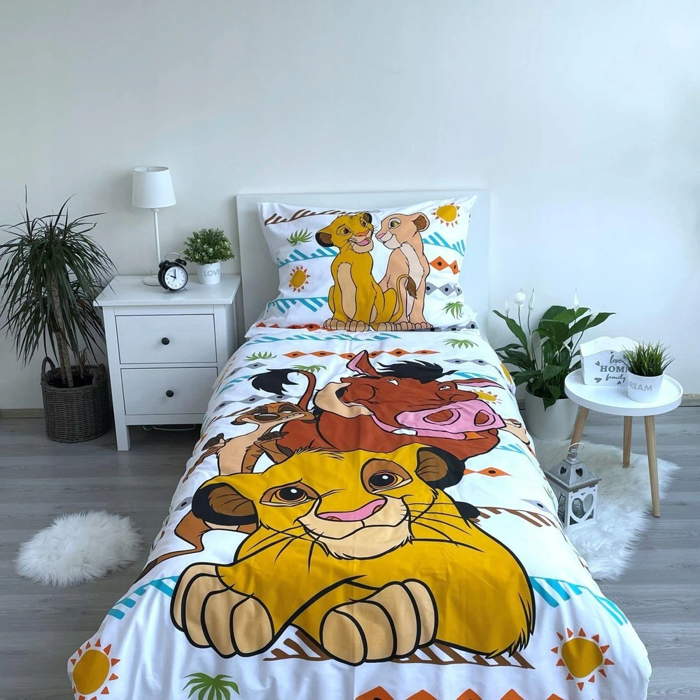 Jerry Fabrics Medvilninė patalynė The Lion King Disney Simba 140x200 vaikiškas antklodės užvalkalas pagalvės užvalkalui