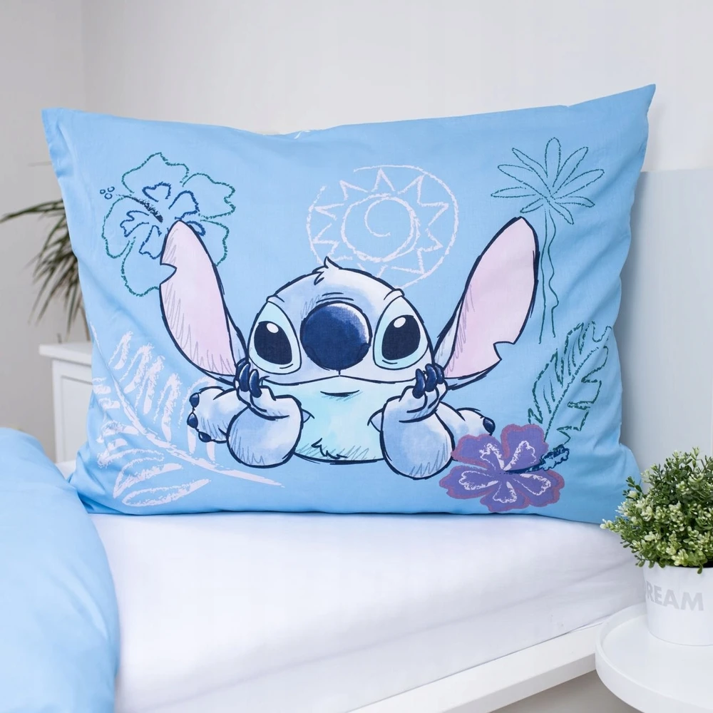 Jerry Fabrics Patalynė 140x200 Lilo and Stitch Wave mėlyna pagalvės užvalkalas 70x90