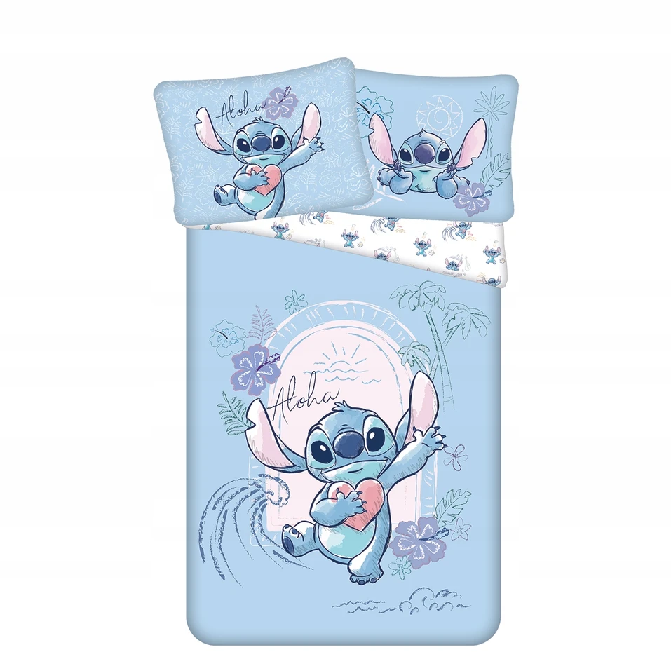 Jerry Fabrics Patalynė 140x200 Lilo and Stitch Wave mėlyna pagalvės užvalkalas 70x90