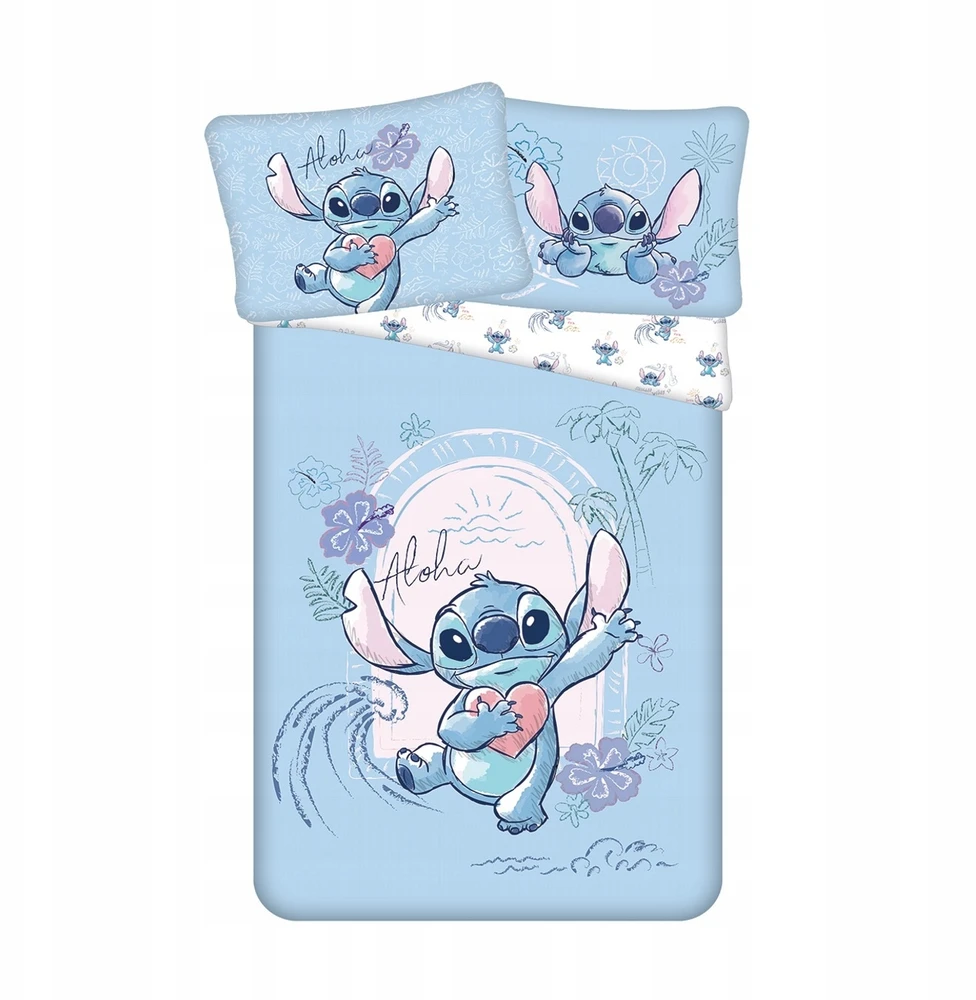 Jerry Fabrics Patalynė 140x200 Lilo and Stitch Wave mėlyna pagalvės užvalkalas 70x90