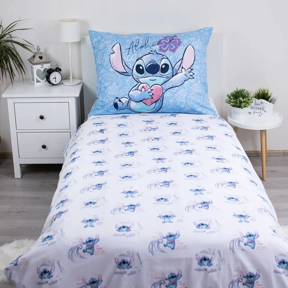 Jerry Fabrics Patalynė 140x200 Lilo and Stitch Wave mėlyna pagalvės užvalkalas 70x90