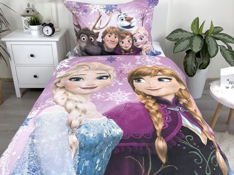 Patalynės komplektas Jerry Fabrics Patalynė KRAINA LODU DZIECIĘCA 140X200 FROZEN KOMPLET BAWEŁNA 70X90 ELSA ANA
