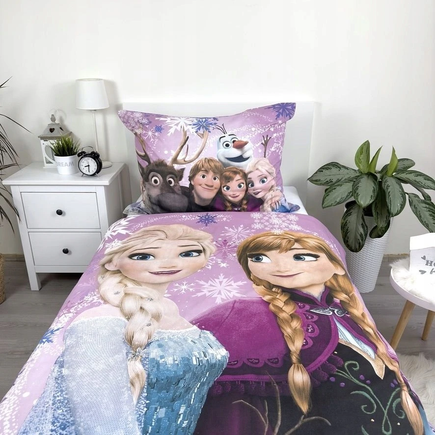 Patalynės komplektas Jerry Fabrics Patalynė KRAINA LODU DZIECIĘCA 140X200 FROZEN KOMPLET BAWEŁNA 70X90 ELSA ANA