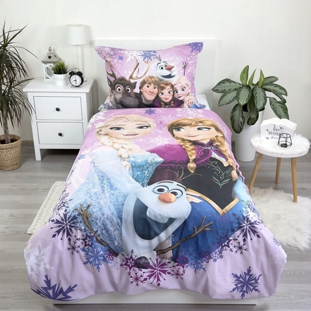 Patalynės komplektas Jerry Fabrics Patalynė KRAINA LODU DZIECIĘCA 140X200 FROZEN KOMPLET BAWEŁNA 70X90 ELSA ANA