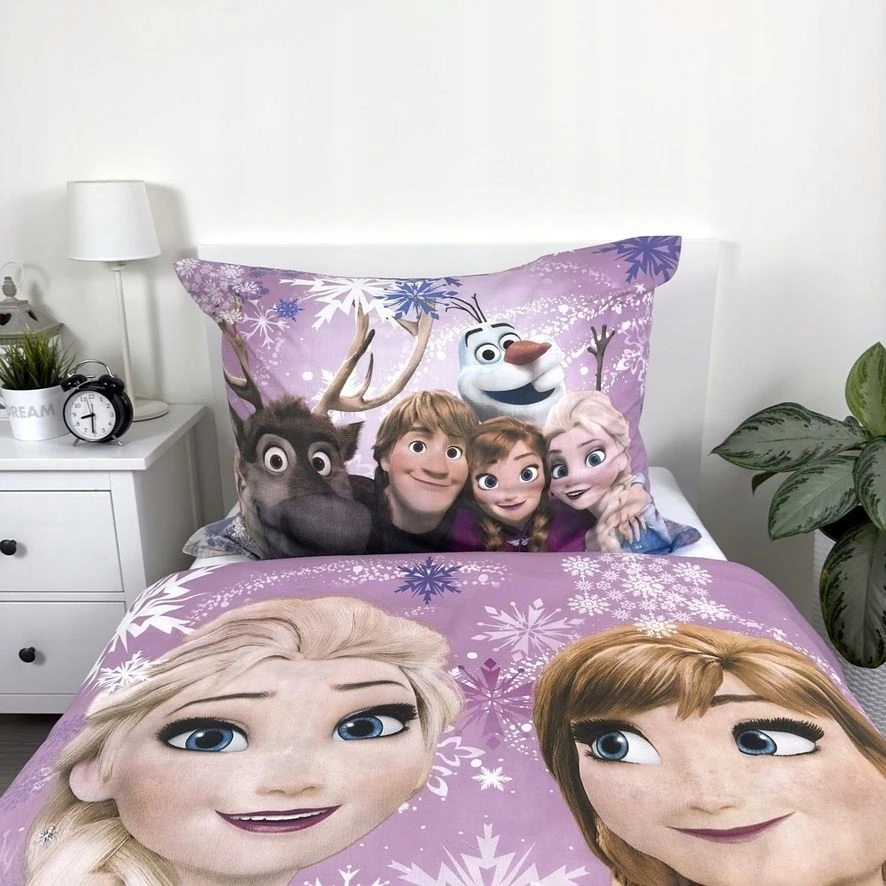Patalynės komplektas Jerry Fabrics Patalynė KRAINA LODU DZIECIĘCA 140X200 FROZEN KOMPLET BAWEŁNA 70X90 ELSA ANA