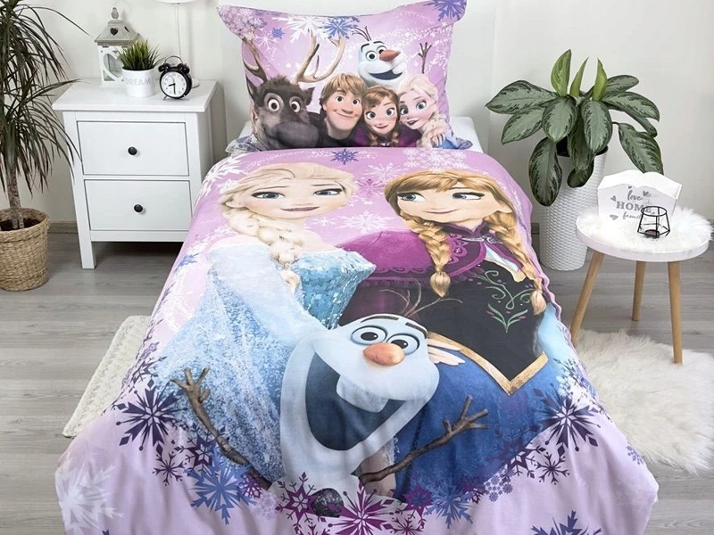 Patalynės komplektas Jerry Fabrics Patalynė KRAINA LODU DZIECIĘCA 140X200 FROZEN KOMPLET BAWEŁNA 70X90 ELSA ANA