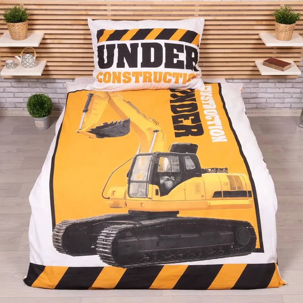 Jerry Fabrics patalynės komplektas EXCAVATOR 140 x 200 cm švytintis naktį