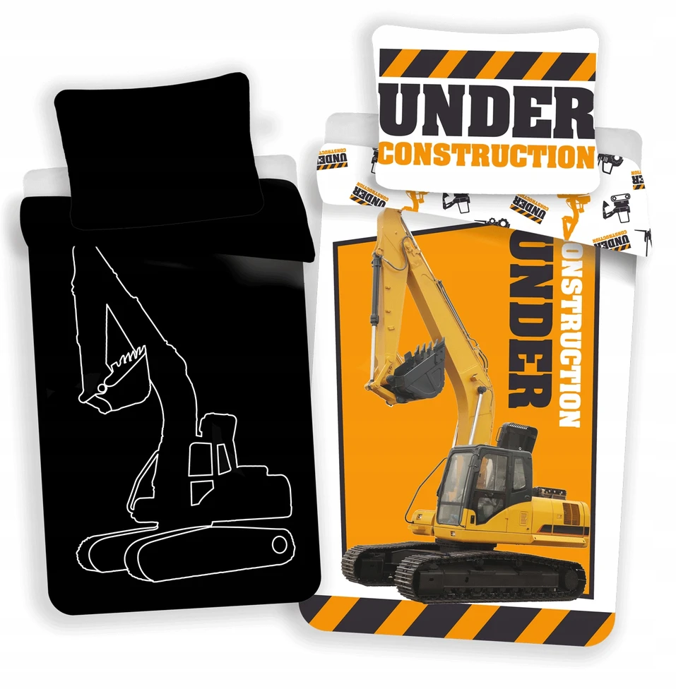 Jerry Fabrics patalynės komplektas EXCAVATOR 140 x 200 cm švytintis naktį