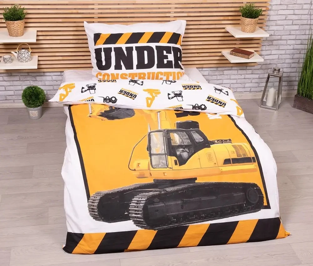 Jerry Fabrics patalynės komplektas EXCAVATOR 140 x 200 cm švytintis naktį