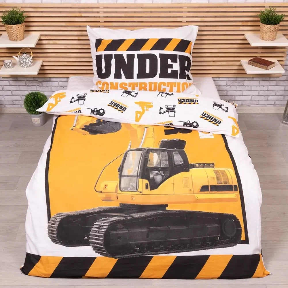 Jerry Fabrics patalynės komplektas EXCAVATOR 140 x 200 cm švytintis naktį