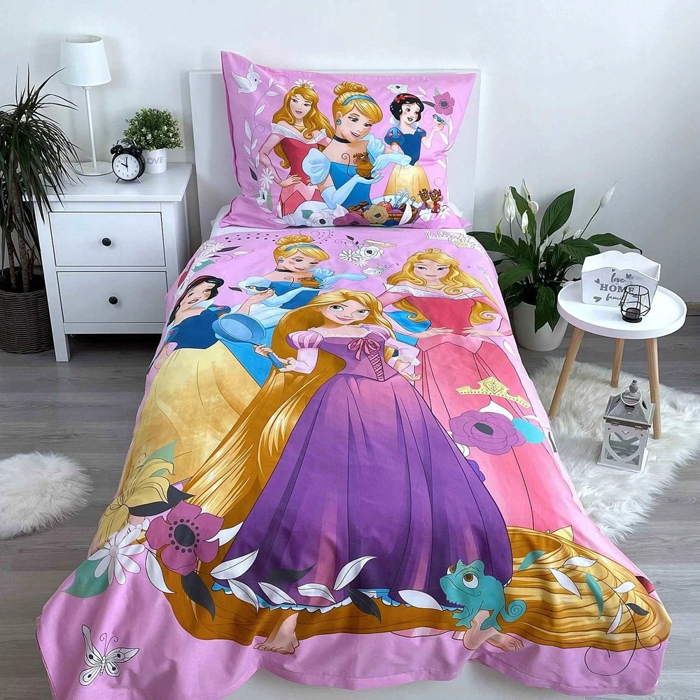 Jerry Fabrics Princesės patalynė 140x200 Princess Cinderella Snow Baltas Aurora Bella rožinė