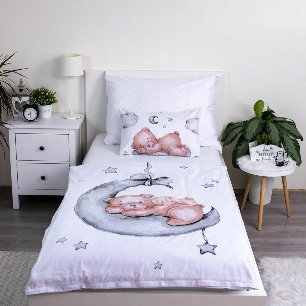 Jerry Fabrics Sweet Home vaikiškas patalynės komplektas Teddy Bear Ribbon, 100x135 cm, 2 dalių