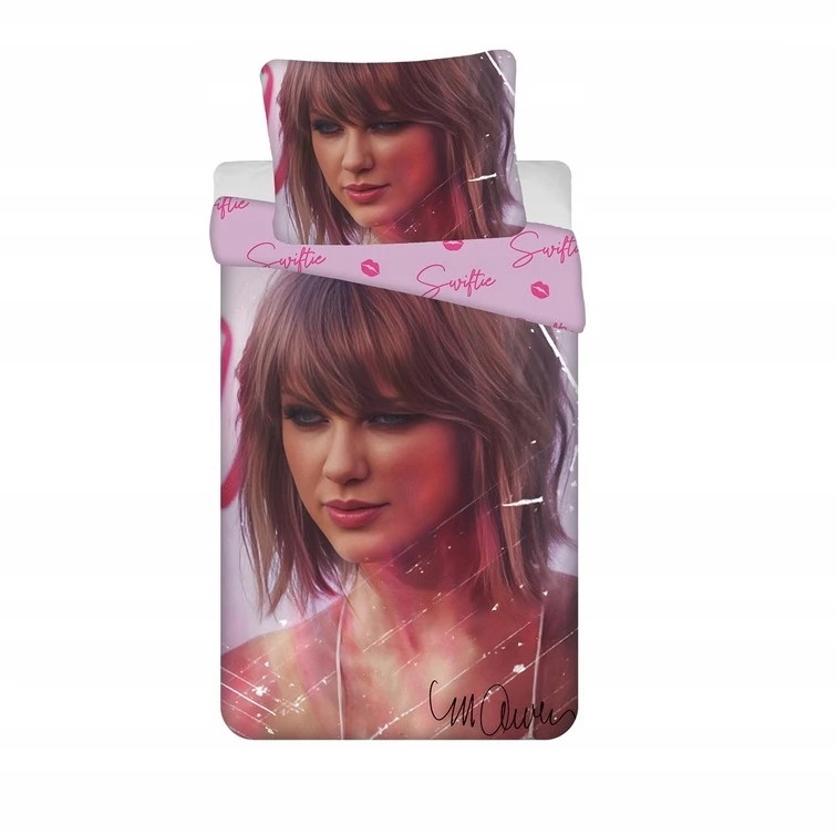 Jerry Fabrics TAYLOR SWIFT medvilninis patalynės komplektas antklodė 140x200cm pagalvė 70x90cm