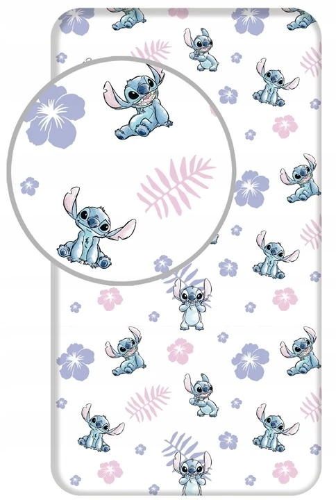 Jerry Fabrics Lilo and Stitch Vaikiška paklodė su guma, 90x200+25 cm