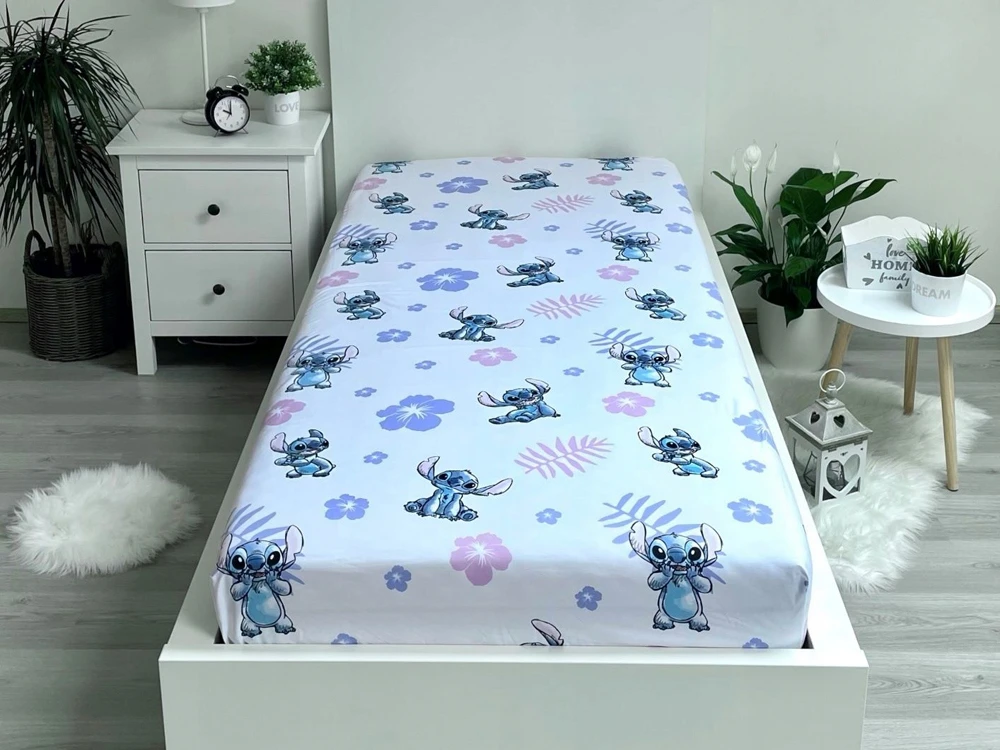 Jerry Fabrics Lilo and Stitch Vaikiška paklodė su guma, 90x200+25 cm