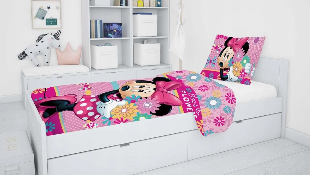 Jerry Fabrics Vaikiška patalynė MINNIE MOUSE DISNEY medvilninė antklodė 140x200 pagalvė 70x90