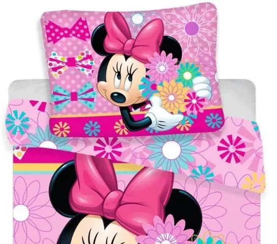 Jerry Fabrics Vaikiška patalynė MINNIE MOUSE DISNEY medvilninė antklodė 140x200 pagalvė 70x90