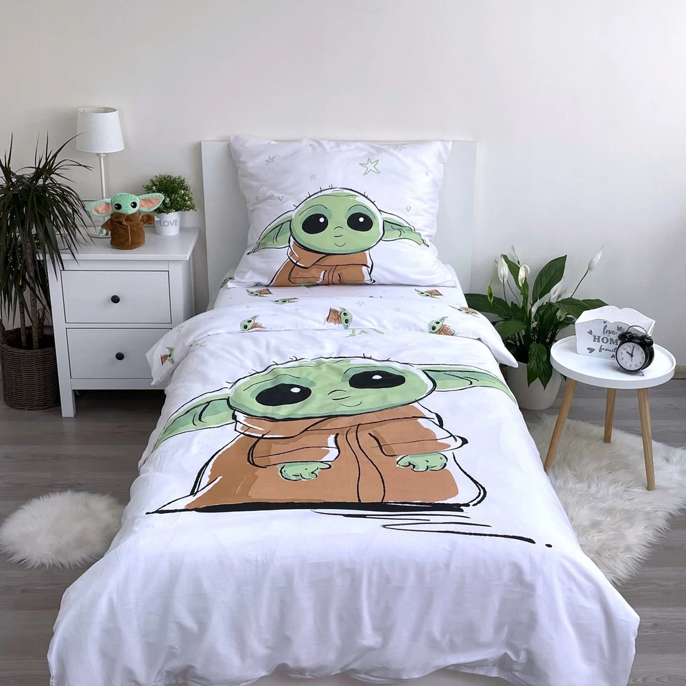 Jerry Fabrics Vaikiškas patalynės komplektas Star Wars Baby Yoda, 140x200 cm, 2 dalių