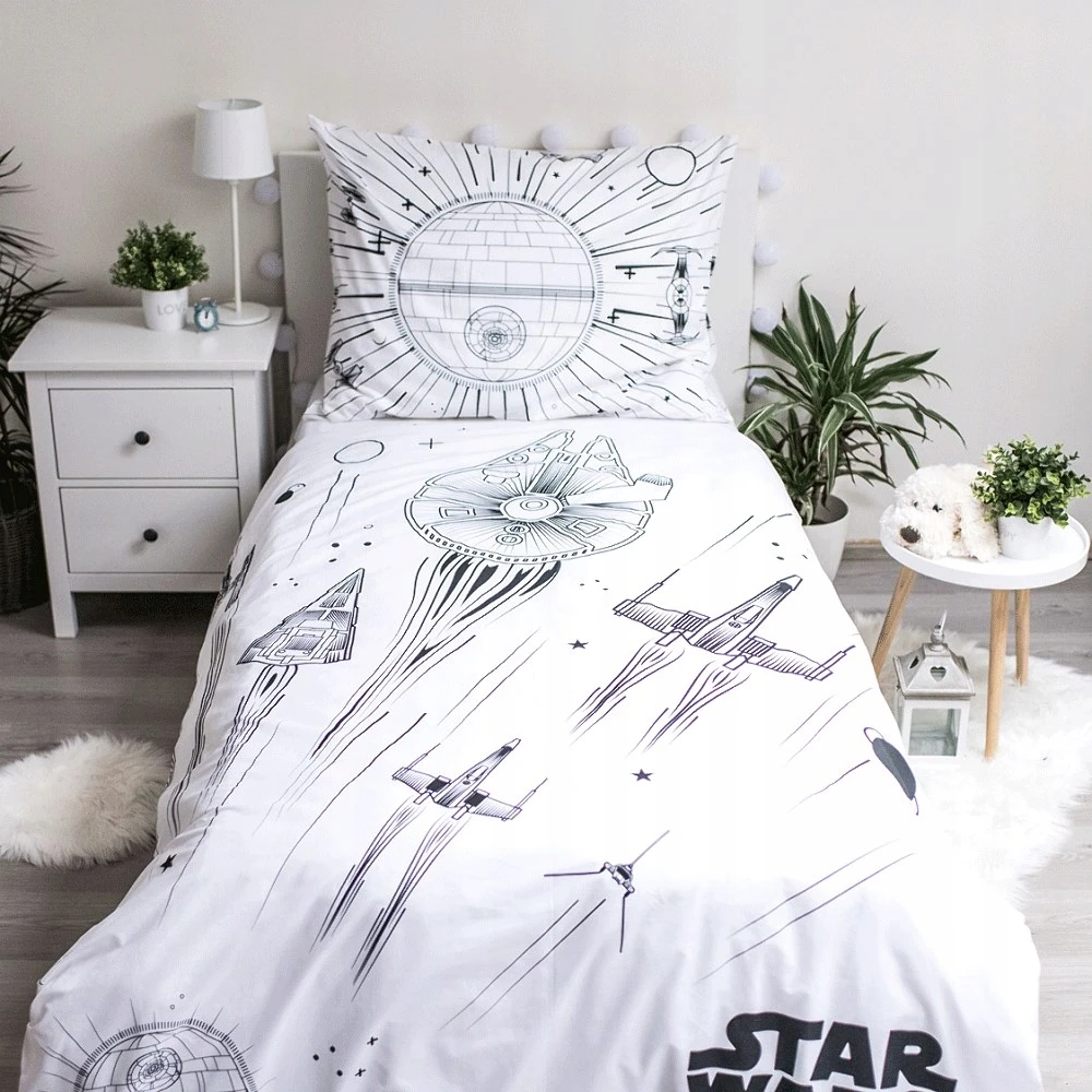 Jerry Fabrics Vaikiškas patalynės komplektas Star Wars Death Star Glowing, 140 x 200 + pagalvės užvalkalas 70 x 90 cm