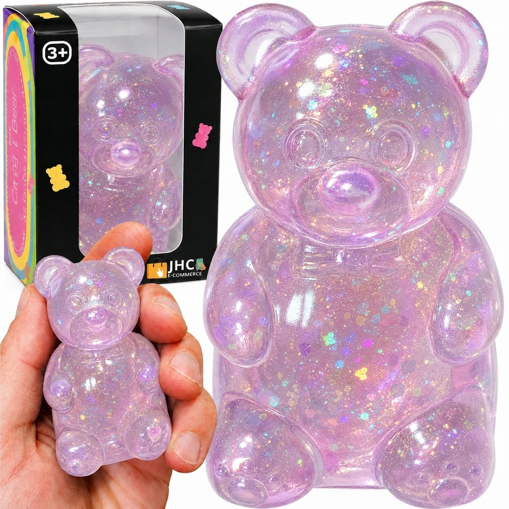 Jhc E Commerce Blizgučiai nuo streso meškiukas Squishy Gniotek Sensory Squeeze Violetinė