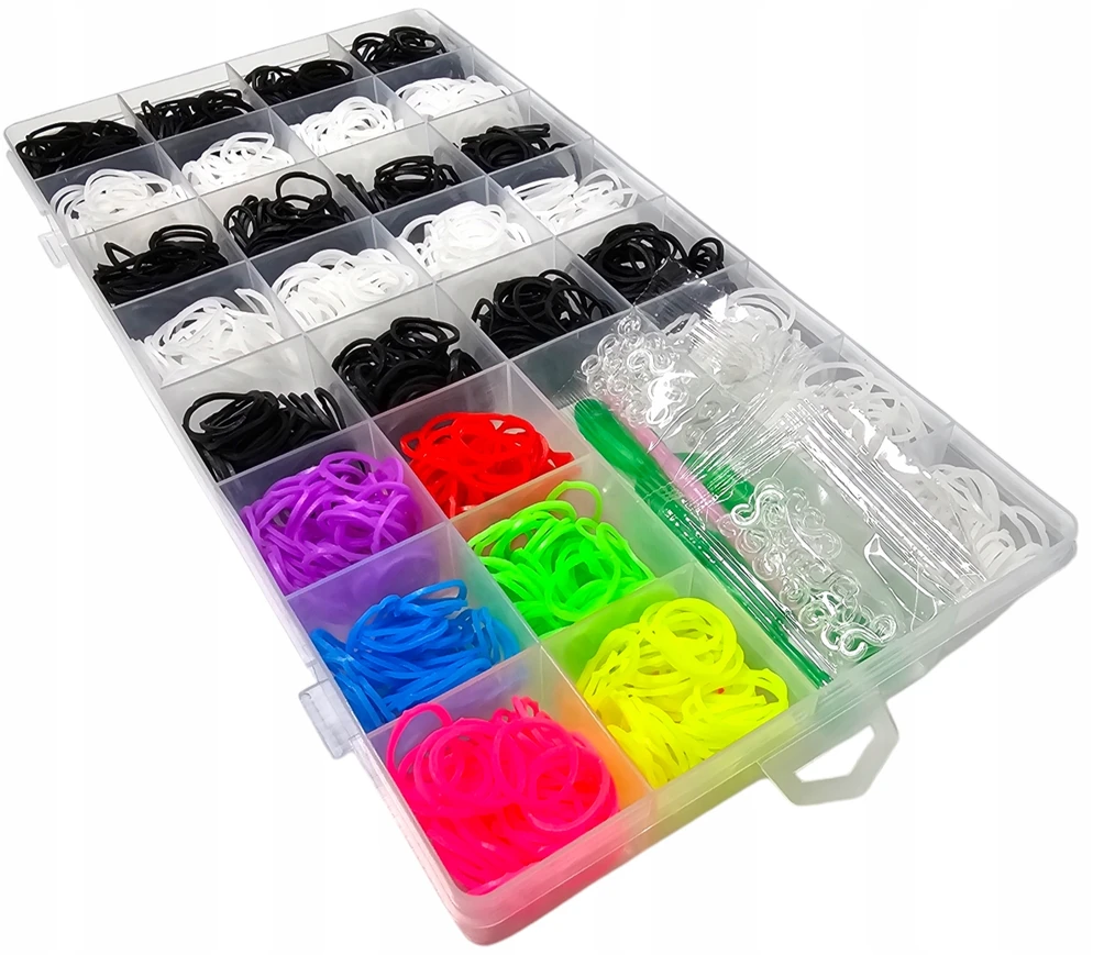 Jhc E Commerce Didelis rinkinys apyrankėms iš guminių juostelių gaminti div Juodas Baltas COLOURS