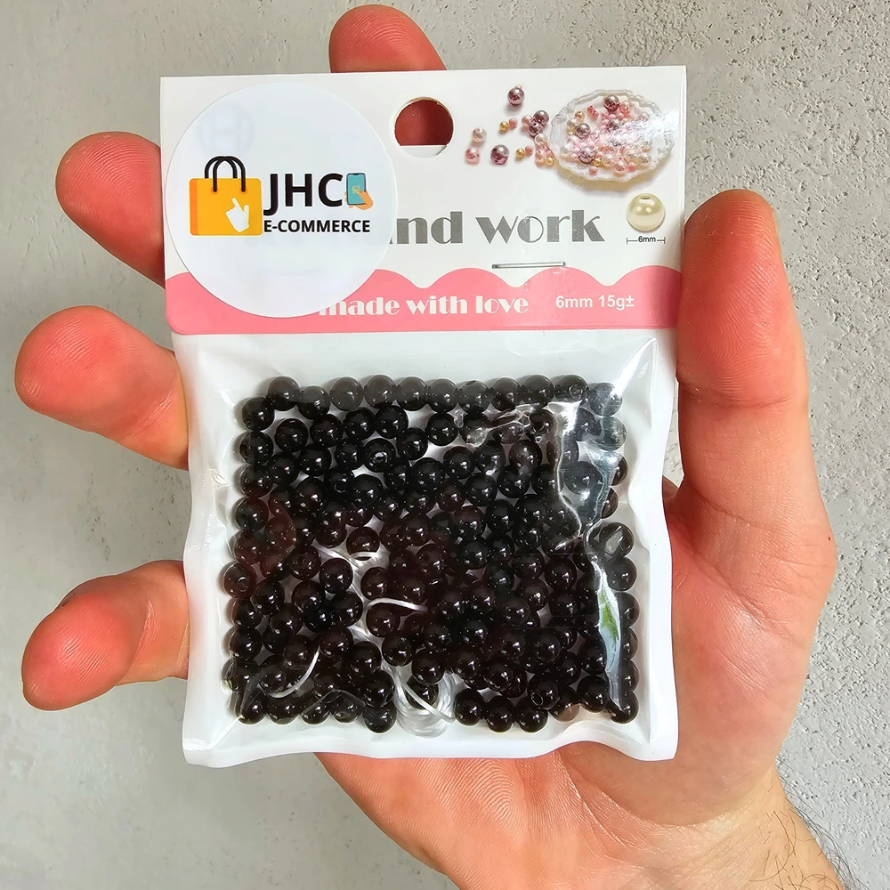 JHC e-commerce Rinkinys apyrankėms gaminti BEADS DIY karoliukai Juodas METAIC PEARLS