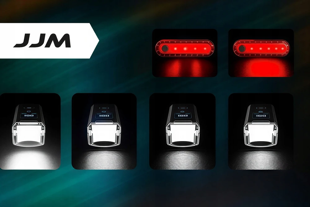 JJM LED Galingas dviračio žibintas priekinis galinis nuotolinio valdymo signalas 1200lm SET