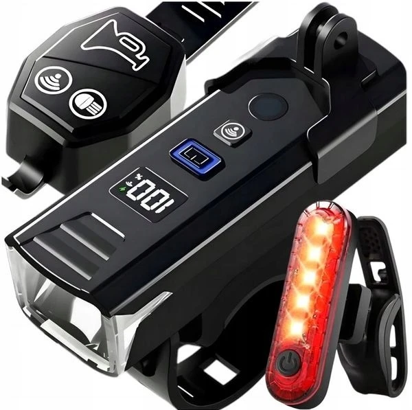JJM LED Galingas dviračio žibintas priekinis galinis nuotolinio valdymo signalas 1200lm SET