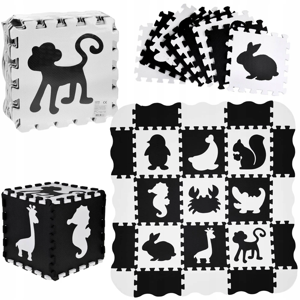 Jokomisiada Dėlionė FOAM Contrast Mat Animals Shapes