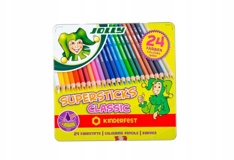 Jolly Kredelės vaikams 24 spalvų, metalinėje dėžutėje