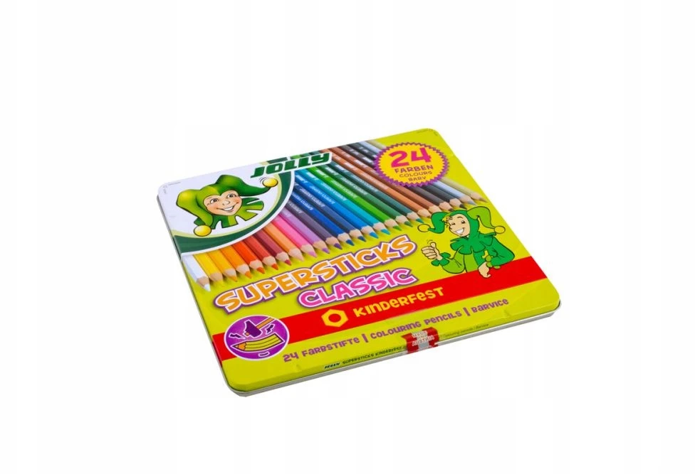 Jolly Kredelės vaikams 24 spalvų, metalinėje dėžutėje