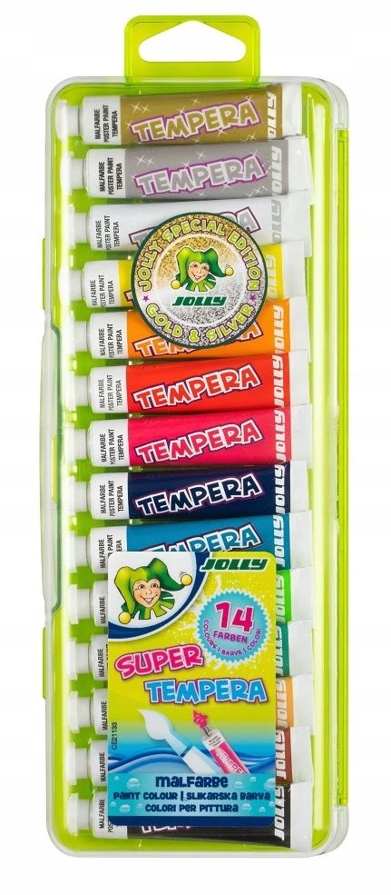 Tempera SUPER, Jolly, 14 spalvų po 7,5ml, plastikinėje dėžutėje
