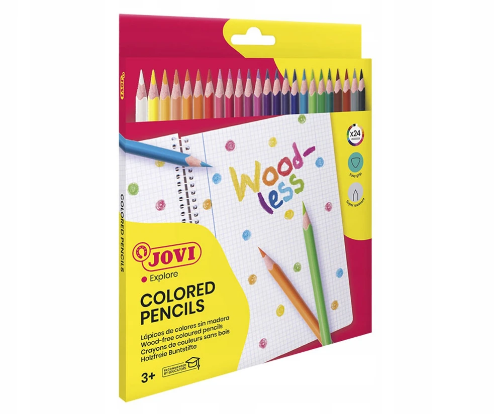 Spalvoti pieštukai JOVI Box, 24 vnt., tribriauniai