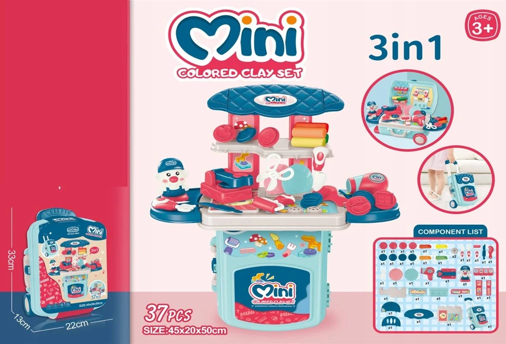 Joy4kids CASTRYLINA Mini Kitchen 37 elementų lagaminas ant ratukų vaikams