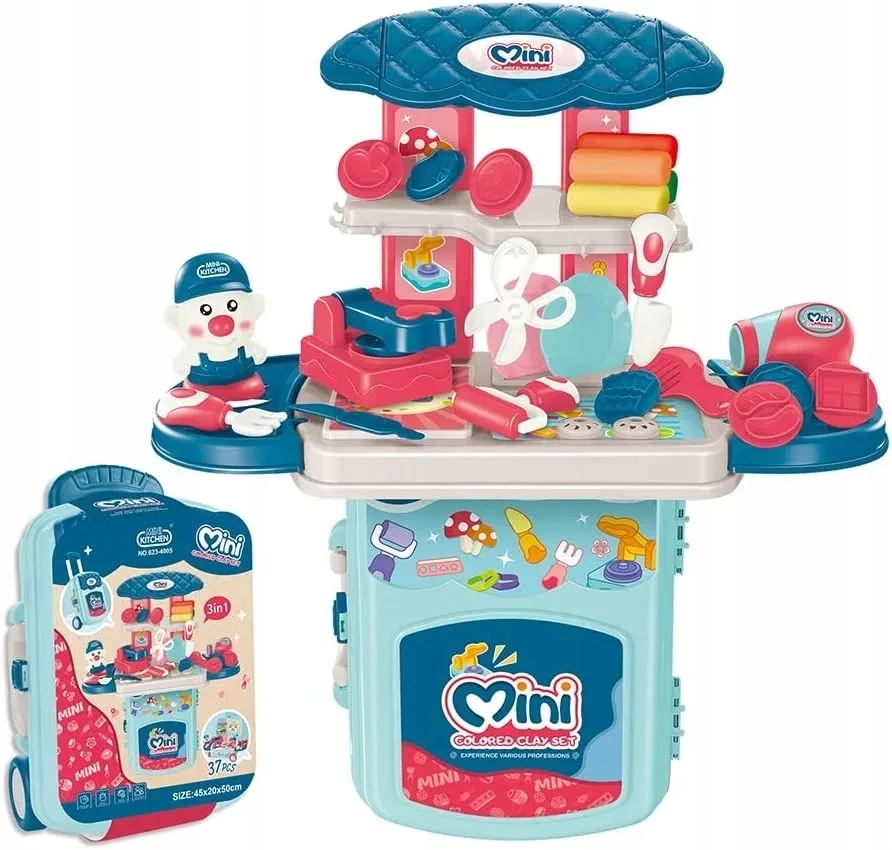 Joy4kids CASTRYLINA Mini Kitchen 37 elementų lagaminas ant ratukų vaikams