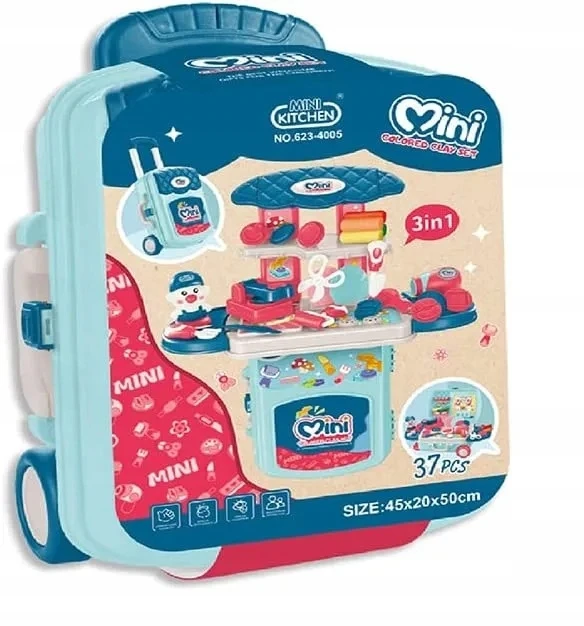 Joy4kids CASTRYLINA Mini Kitchen 37 elementų lagaminas ant ratukų vaikams