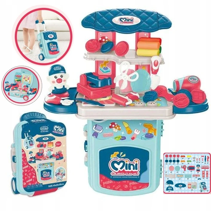 Joy4kids CASTRYLINA Mini Kitchen 37 elementų lagaminas ant ratukų vaikams